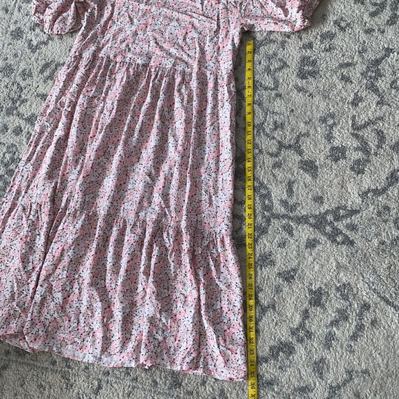 H&M Pink Boho Floral Puff Sleeve Tiered Maxi Sundress  Small 💖2 for $30💖 - Picture 10 of 12